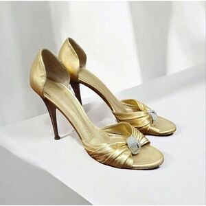 Giuseppe Zanotti Gold Peep Toe Pumps Size EU 39.5/US 9